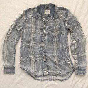 American Eagle faded light blue flannel